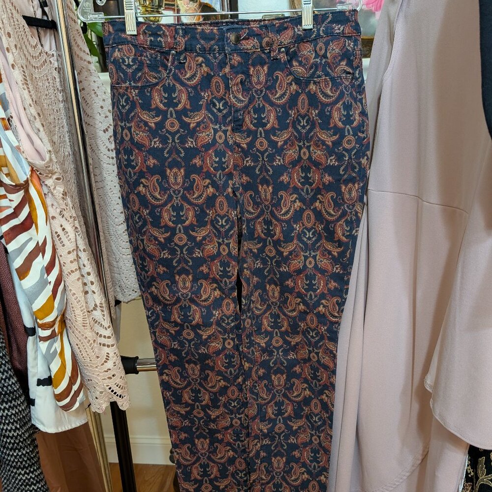 Vintage Cottagecore Charter Club Bristol Skinny Ankle Pants Paisley Print Size 8